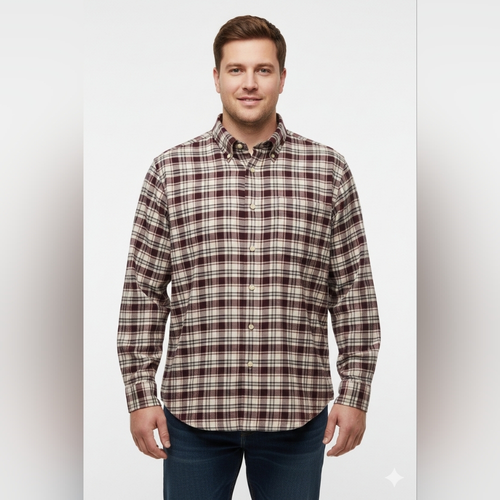 St. John's Bay Men's Red Plaid Button Down Long Sleeve Shirt Size XL